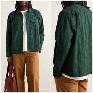 CORRIDOR NYC Men's XS Broderie Anglaise Cotton Overshirt Green